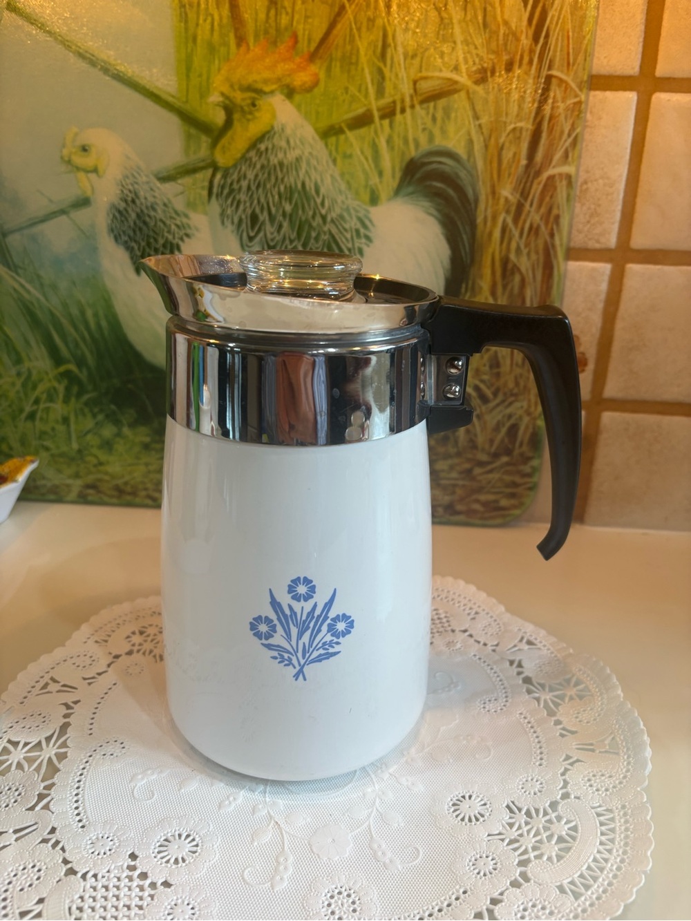 Corningware Vintage Cornflower 6 Cup Coffee Perculator